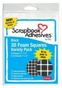 3D Foam Squares .5in Black